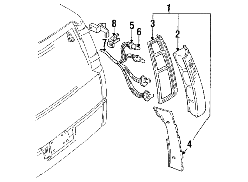 1994 Chevrolet Lumina APV Tail Lamps Lamp, Tail (W/O Harness, Bulbs) Diagram for 5977137