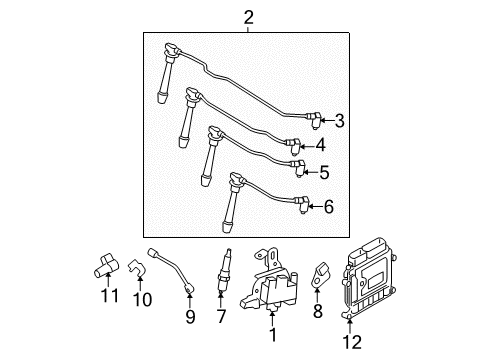 2008 Hyundai Elantra Powertrain Control Cable Set-Spark Plug Diagram for 27501-23B70