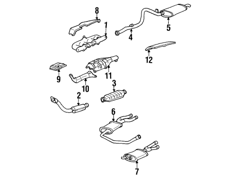 1992 Oldsmobile Achieva Exhaust Components Muffler Assembly W/Tailpipe Diagram for 22583046
