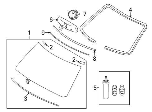 2011 Infiniti QX56 Windshield Glass, Reveal Moldings Sealant Kit-Glass Diagram for G2891-89926