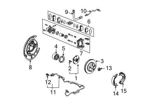 2004 Honda Pilot Anti-Lock Brakes Sensor Assembly, Left Front Diagram for 57455-S3V-A02