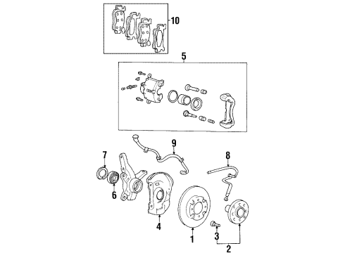 1998 Hyundai Tiburon Front Brakes Disc-Front Wheel Brake Diagram for 51712-28300