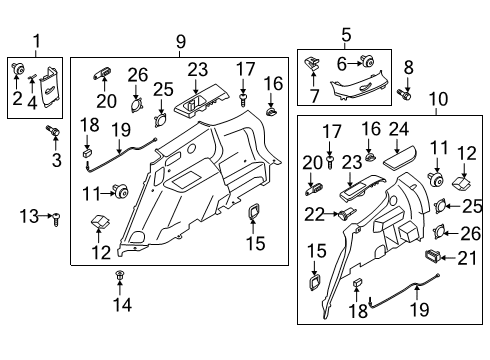 2021 Kia Telluride Interior Trim - Quarter Panels Clip-Trim Mounting Diagram for 85859-3S100