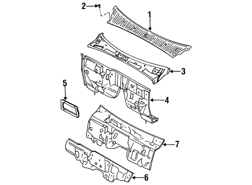 1997 Kia Sportage Cowl Panel Assembly-Dash, Lower Diagram for 0K01F53400