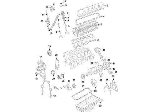 2017 Dodge Viper Engine Parts, Mounts, Cylinder Head & Valves, Camshaft & Timing, Oil Cooler, Oil Pan, Oil Pump, Crankshaft & Bearings, Pistons, Rings & Bearings Hydraulic. Roller Tappet Diagram for 5037812AA