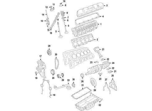 2017 Dodge Viper Engine Parts, Mounts, Cylinder Head & Valves, Camshaft & Timing, Oil Cooler, Oil Pan, Oil Pump, Crankshaft & Bearings, Pistons, Rings & Bearings Rocker Arm And Pivot Valve Includes Pedestal Diagram for 5037805AA