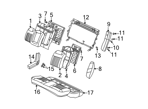 2001 Chevrolet Monte Carlo Rear Seat Components Seat Back Frame Bolt Diagram for 12454123