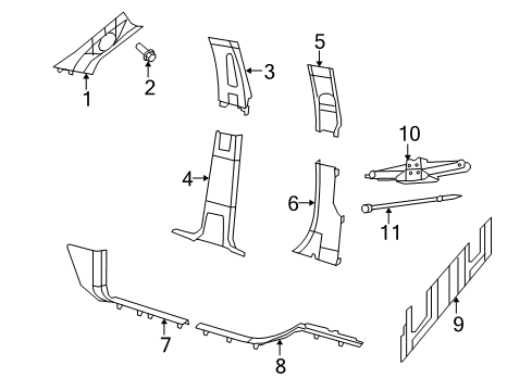 2012 Ram 3500 Interior Trim - Cab Panel-C Pillar Diagram for 1ED24XDVAA