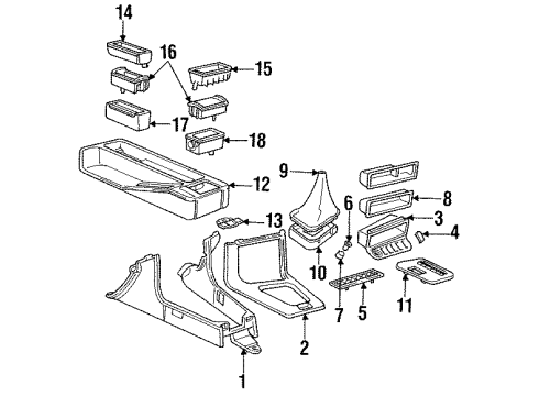 1997 BMW M3 Center Console Rear Storing Partition Diagram for 51168119626