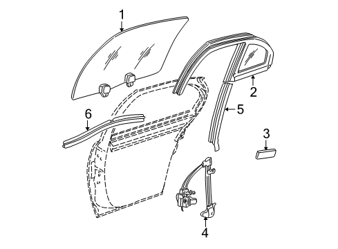 2000 Buick Century Rear Door - Glass & Hardware Run Channel Diagram for 10415508