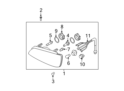 2005 Hyundai Elantra Bulbs Passenger Side Headlight Assembly Composite Diagram for 92102-2D550