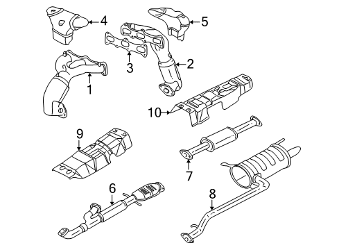 2001 Hyundai Sonata Exhaust Manifold Exhaust Manifold Assembly, Left Diagram for 28510-37152