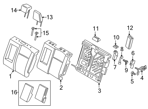 2020 Ford EcoSport Rear Seat Components Seat Back Pad Diagram for GN1Z-5866801-E