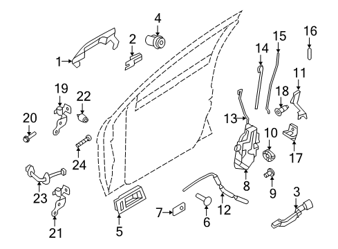 2010 Ford Focus Front Door - Lock & Hardware Lock Cable Diagram for 8S4Z-54221A00-B