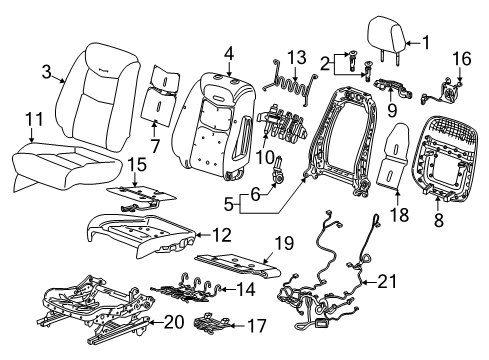 2022 Cadillac XT6 Driver Seat Components Seat Back Cover Diagram for 84571073
