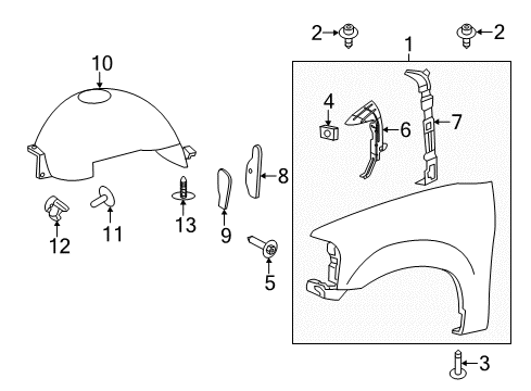 2007 Lincoln Navigator Fender & Components Front Insulator Diagram for 7L1Z-16E097-A