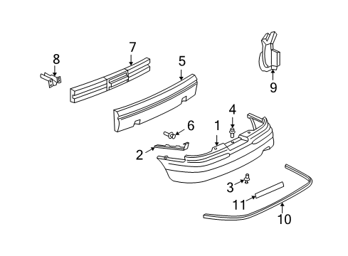 1997 Buick Regal Rear Bumper Shield-Rear Bumper Fascia Splash *Black Diagram for 10406074