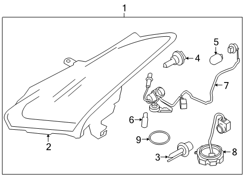 2010 Nissan GT-R Headlamps Passenger Side Headlight Assembly Diagram for 26010-JF30D