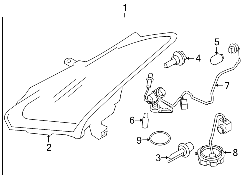 2011 Nissan GT-R Bulbs Headlamp Housing Assembly, Passenger Side Diagram for 26025-JF30E