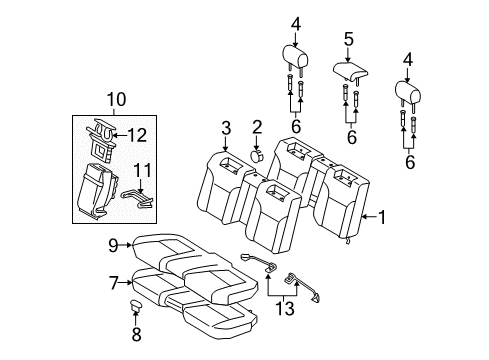 2010 Lexus GS460 Rear Seat Components Rear Seat Armrest Assembly, Center Diagram for 72830-30E00-C1