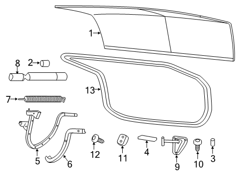 2012 Chrysler 300 Trunk Lid W/STRIP-DECKLID Diagram for 68040030AG