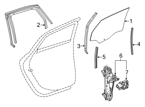 2012 Buick Verano Rear Door - Glass & Hardware Guide Channel Diagram for 13270603