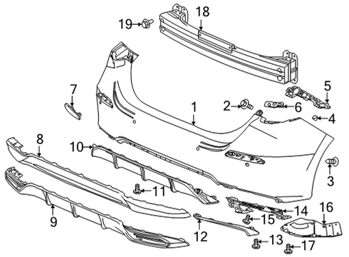 2022 Honda Civic Bumper & Components - Rear REFLECTOR, R- RR Diagram for 33505-T43-J01