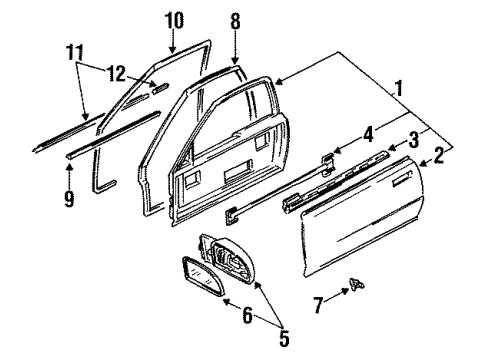 1996 Honda Prelude Door & Components Mirror Sub-Assembly, Driver Side Diagram for 76253-SS0-A22