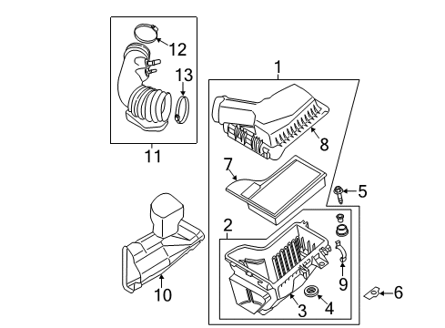 2015 Ford Mustang Air Intake Air Cleaner Assembly Diagram for FR3Z-9600-F