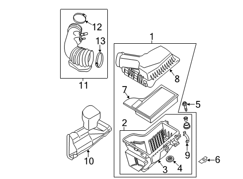 2015 Ford Mustang Air Intake Inlet Tube Diagram for FR3Z-9B659-D