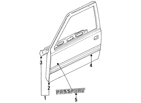 1997 Honda Passport Front Door Cylinder Assembly, Passenger Side Door Lock Diagram for 8-97109-834-0