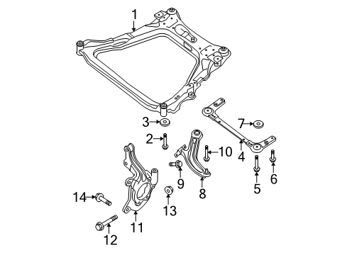 2014 Nissan Rogue Select Front Suspension Components, Lower Control Arm, Stabilizer Bar Stay Assy-Front Suspension Member Diagram for 544C4-EN10B