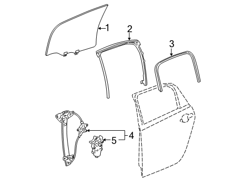 2010 Chevrolet Impala Front Door Weatherstrip Asm-Rear Side Door Window Diagram for 22971756