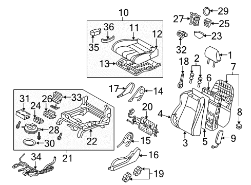 2010 Nissan 370Z Driver Seat Components Holder Assy-Headrest, Free Diagram for 87603-65F00