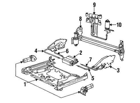 1990 BMW 735iL Tracks & Components Flex.Shaft Vertical Seat Adjuster Right Diagram for 52101964168