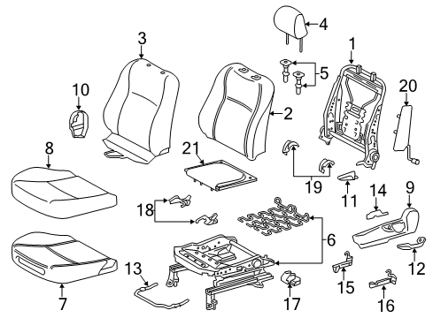 2016 Toyota Yaris Driver Seat Components Seat Cushion Pad Diagram for 71512-0D440