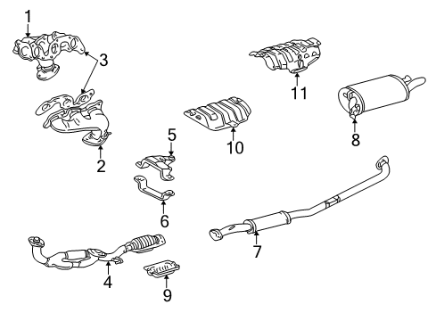 1997 Lexus ES300 Exhaust Components Bracket, Exhaust Pipe Diagram for 17571-0A061