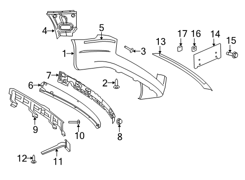 2010 Chrysler Town & Country Rear Bumper Screw-Tapping Diagram for 6104575AA