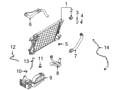 2021 Ford F-250 Super Duty Radiator & Components Reservoir Hose Diagram for LC3Z-8N029-B