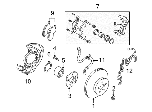 2001 Toyota RAV4 Brake Components Front Speed Sensor Diagram for 89542-42040