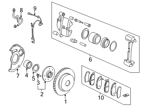 1998 Honda Civic Anti-Lock Brakes Hose Set, Right Front Brake Diagram for 01464-S04-A01