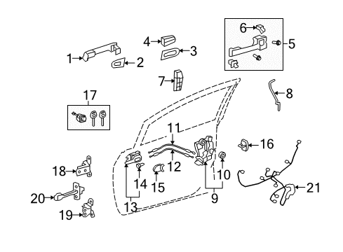 2009 Scion xD Front Door Cover Diagram for 69217-12040-P0