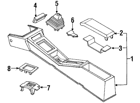 1987 Nissan Pulsar NX Center Console Console Box Floor Black Diagram for 96910-80M00
