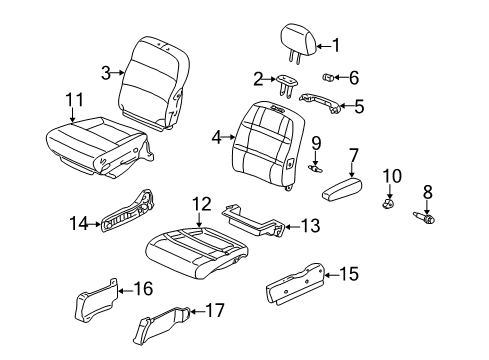 2002 Honda Odyssey Passenger Seat Components Heater, Front Seat Cushion Diagram for 81134-S0X-A61