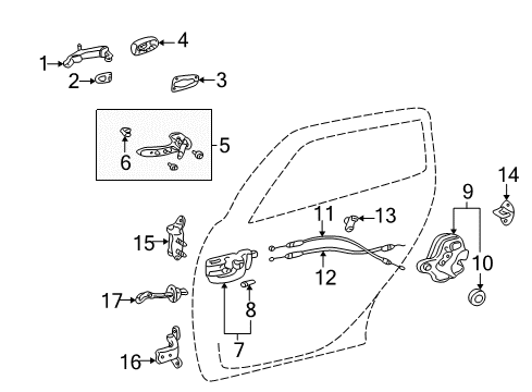 2005 Pontiac Vibe Rear Door Rear Side Door Lock Diagram for 88973462