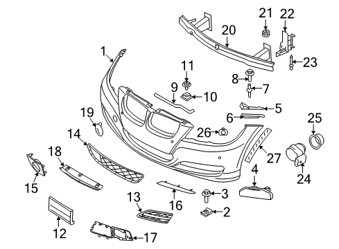 2012 BMW 328i xDrive Parking Aid Ultrasonic Sensor Diagram for 66209191400