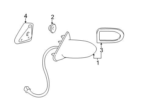 2000 Buick LeSabre Outside Mirrors Mirror Asm-Outside Rear View Diagram for 25654199