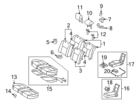 2012 Lexus LS460 Rear Seat Components Rear Seat Armrest Assembly, Center Diagram for 72830-50Q70-A1