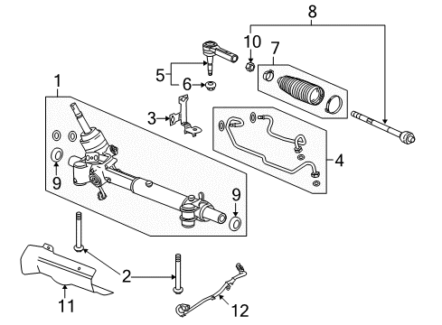 2013 Buick LaCrosse P/S Pump & Hoses, Steering Gear & Linkage Gear Assembly Diagram for 19330580