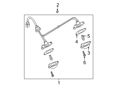 2000 Nissan Pathfinder Bulbs Lamp Assembly-Licence Diagram for 26510-2W100